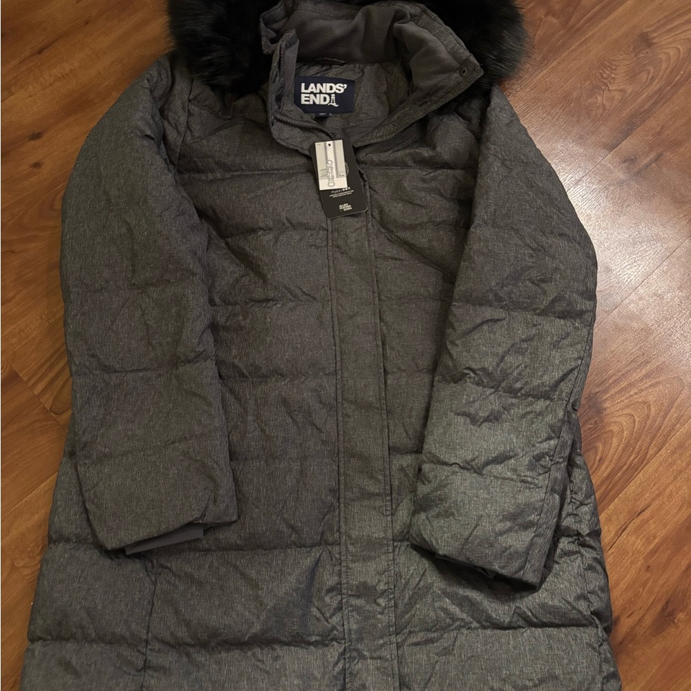 Lands' End Women's Charcoal Puffer Jacket